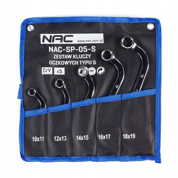 Zestaw kluczy oczkowych Nac 5 szt typu S rozmiar 10- 19 mm + etui (NAC-SP-05-S)
