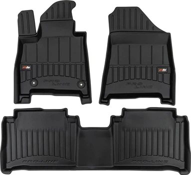 Автомобільні килимки поліки в салон Frogum 3D для Hyundai Santa Fe 5 24- 1-2 ряд Хендай Санта Фе чорні SO15580