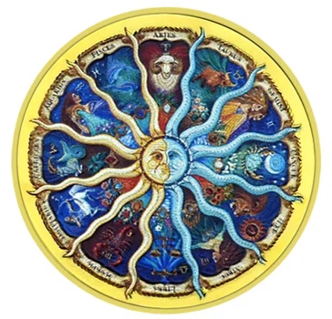 Сувенірна пам'ятна монета 12 Знаків зодіаку. Twelve Constellations Lucky Coin. Колекційна монета