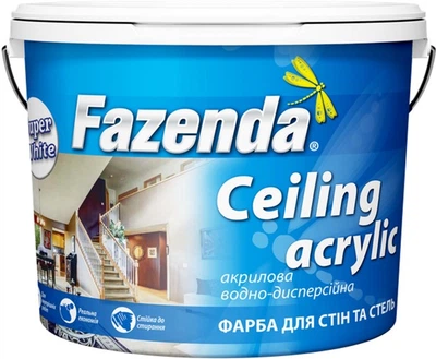 Фарба для стель та стін акрилова водно-дисперсійна Fazenda Ceiling Acrylic 1.2 кг (4823093907553)