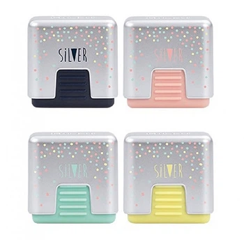 Гумка 2,8х2,8х1,3см пластик упак Silver асорті MILAN