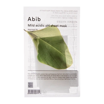 Abib Mild Acidic pH Sheet Mask Heartleaf Fit – тканевая маска для чувствительной кожи с хауттюйнием сердцевидным и зеленым чаем.