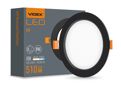 Світильник світлодіодний врізний VIDEX VL-DLBR-065B DownLight 6W круглий 5000K Чорний