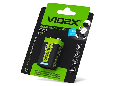 Батарейка щелочная Videx 6LR61 9V Крона blister 1 шт