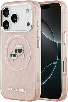 Панель Karl Lagerfeld IML Glitter Karl & Choupette Heads MagSafe do Apple iPhone 17 Pro Max Pink (3666339499082)
