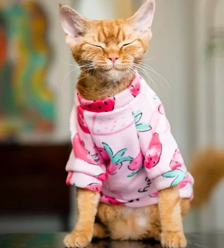 Толстовка для котов (кошек) Лаки Клубника S Розовый