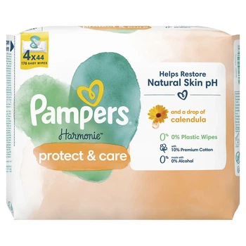 Вологі серветки дитячі Pampers Harmonie Protect and Care з календулою 4x44 шт Pampers-4x44 (COPY)