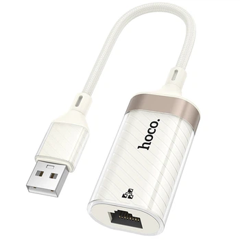 Переходник HOCO UA41 Crystal USB to RJ45 100 Mbs (0.15m) (Apricot) (240105)