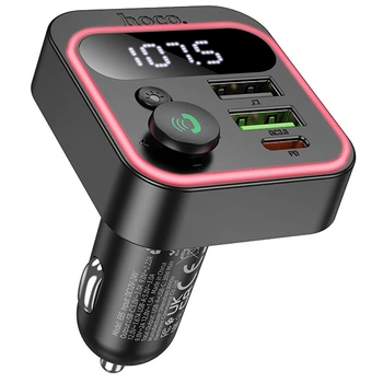 Автомобильное зарядное устройство FM модулятор HOCO E85 Tiger PD20W+QC3.0 (Black) (209671)