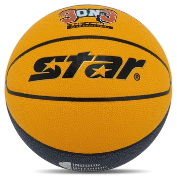 Мяч баскетбольный PU №6 STAR 3ON3 (PU, бутил, желтый-синий-белый) (BB4146C_Жовто-синій-білий)