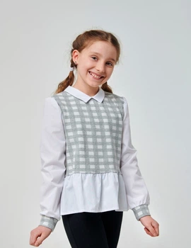 Рубашка-жилетка для девочки SMIL 116583 Клетка р.140