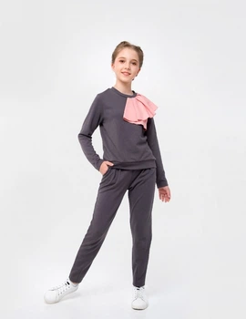 Костюм (свитшот+брюки) для девочки SMIL 117210 Серый р.122