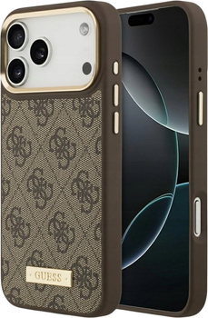 Панель Guess 4G Logo Plate MagSafe для iPhone 17 Pro Max Brown (3666339489793)