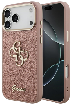 Панель Guess Fixed Glitter Big 4G MetalFrame для iPhone 17 Pro Pink