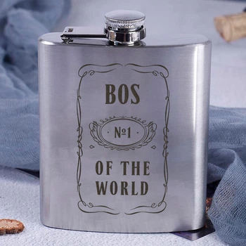 Фляга сталева "Bos №1 of the world", англійська, Дерев'яна подарункова коробка, 210 мл 5155143