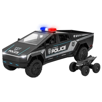 Коллекционная моделька Tesla Cybertruck Полиция металлическая машинка игрушка 23 см Черный (9797410)
