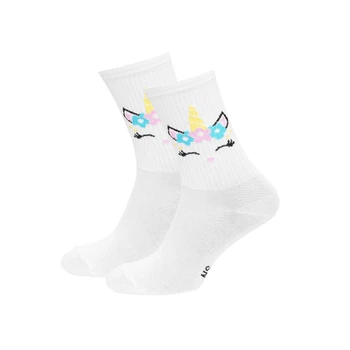 Жіночі шкарпетки NS – Nosy Stylno Everyday Unicorn Teens 41-43 Білі з Єдинорогом
