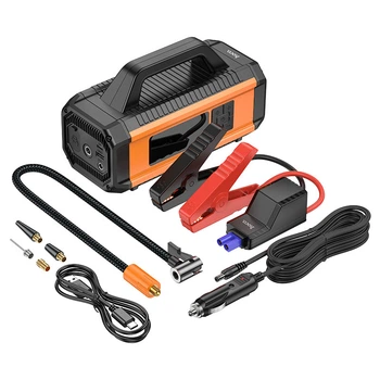 Пусковий зарядний пристрій бустер-компресор Hoco QS4 Intelligent air pump with emergency 800A 10000 mAh Black