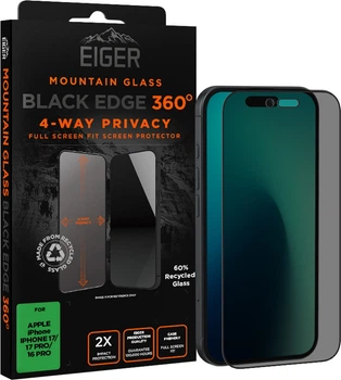 Szkło hybrydowe EIGER Mountain Black Privacy EDGE 360 Screen Protector GRS do Apple iPhone 17 / 17 Pro / 16 Pro (EGMSP00337)