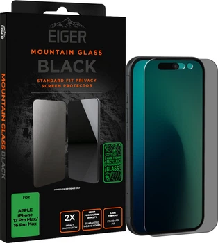 Szkło hybrydowe EIGER Mountain Glass Black Privacy Screen Protector do Apple iPhone 17 Pro Max / 16 Pro Max (EGMSP00333)