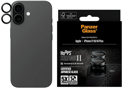 Захисне скло Panzer Glass Hoops Ceramic II для iPhone 16 / 16 Plus / 17 Black (5715685027277)