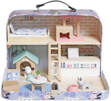 Будиночок у валізці Kik Hotel Spa для тварин із дерев’яними меблями та фігурками (KX3055) (5903039767522)