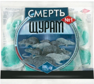 Тістова приманка Щуряча смерть №1 родентицидний засіб від мишей та щурів, 200 г