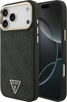 Панель Guess 4G Triangle Logo MagSafe для iPhone 17 Pro Max Black/Gold (3666339520984)