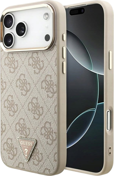 Панель Guess 4G Triangle Logo MagSafe для iPhone 17 Pro Max Pink/Gold (3666339521462)