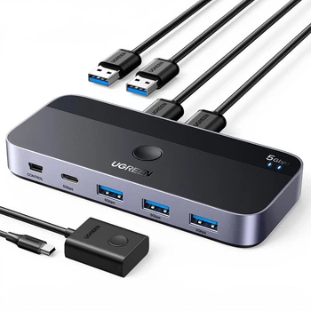 Сплиттер Ugreen CM662 USB 3.0 Sharing Switch 2 In 4 Out Black (15705_1)
