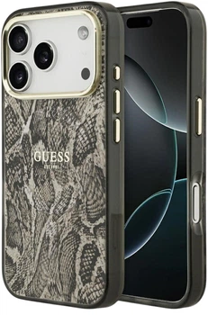 Etui Guess Python Pattern MagSafe do iPhone 17 Pro Brązowy