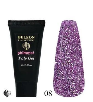 Полігель для нарощування нігтів BELEON Shimmer Poly Gel № 08