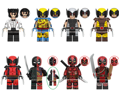 Набор фигурок Дэдпул Deadpool и Росомаха Wolverine Marvel 8 шт