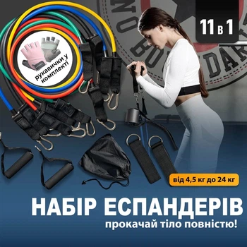 Набор для спорта трубчатые эспандеры U-Powex Home Gym 5 штук Резиновые жгуты для фитнеса чехол + спортивные перчатки 509204203
