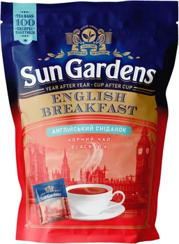 Чай чорний Sun Gardens English Breakfast 100 пакетиків по 2 г (4820082705206)