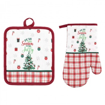 Набор перчаток + прихватка для кухни Ardesto Christmas Tree 18х20см 18х30см (ART14HT)