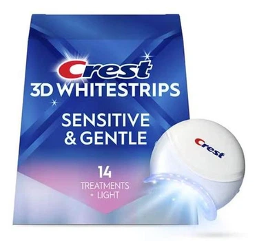 Отбеливающие полоски для чувствительных зубов Crest 3D Whitestrips Sensitive + LED Light Whitening Kit 14 пар