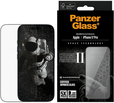 Szkło hartowane Panzer Glass Ceramic II Ultra-Wide Fit EasyAligne do Apple iPhone 17 Pro (5715685026652)