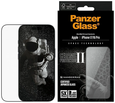 Szkło hartowane Panzer Glass Ceramic II Ultra-Wide Fit EasyAligne do Apple iPhone 16 / 16 Plus / 17 (5715685026638)