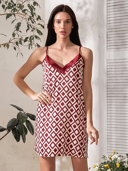 Ночная рубашка женская BARWA garments 0261 M Бордовые ромбы (2110002612335)