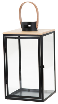 Ліхтар My Home Dark Leather Чорний 21 x 21 x 40 см (5907078435718)