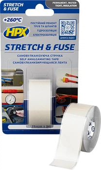 Силиконовая вулканизирующая HPX Stretch&Fuse для ремонта труб и электроизоляции 25 мм х 3 м Прозрачная (SI2503)