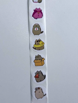 Набір вінілових наклейок (стікерів) кіт Пушин Pusheen (500шт.) стікербомбінг для телефону, ноутбука. 1 рулон