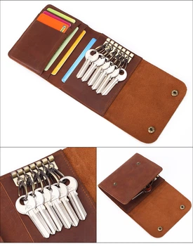 Мужская ключница визитница кожаная Premium Retro Wallet DF5 Коричневая