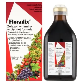 Floradix Флорадикс Железо и витамины - жидкое железо с витамином С и витаминами B1 B2 B6 B12, тоник от анемии и усталости, 500 мл