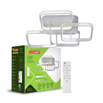 Люстра світлодіодна акрилова LED EUROLAMP квадратна M13 110W 3000-6500K біла (LED-LS-110-M13(white))