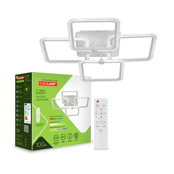 Люстра светодиодная акриловая LED EUROLAMP квадратная M24 100W 3000-6500K белая (LED-LS-100-M24(white))