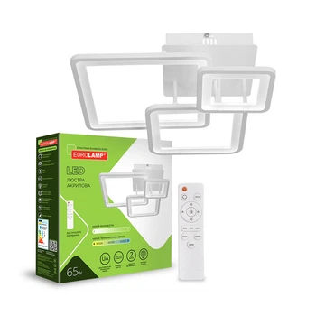 Люстра светодиодная акриловая LED EUROLAMP квадратная M20 65W 3000-6500K белая (LED-LS-65-M20(white))