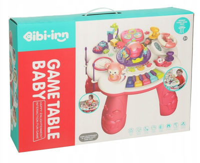 Розвивальний столик KIK Піаніно сортер телефон барабани зі звуком Бібі-інн Рожевий KX3601 (5903039753082)