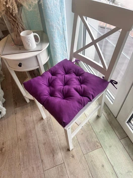 Подушка на стул квадратна , серія Color, 40х40х5 см., колір фіолетовий, с зав'язками